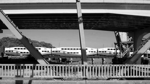 Bridge against sky in city