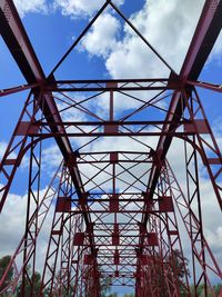 Low angle view of tower bridge against sky