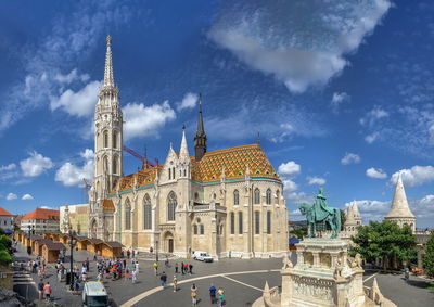 Church of the assumption of the buda castle in budapest, hungary, on a sunny summer morning