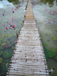 High angle view of pier over lake