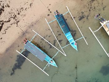 High angle view of sand on beach