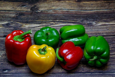 Close-up of bell peppers on table