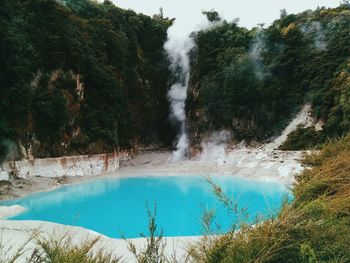 High angle view of inferno crater lake