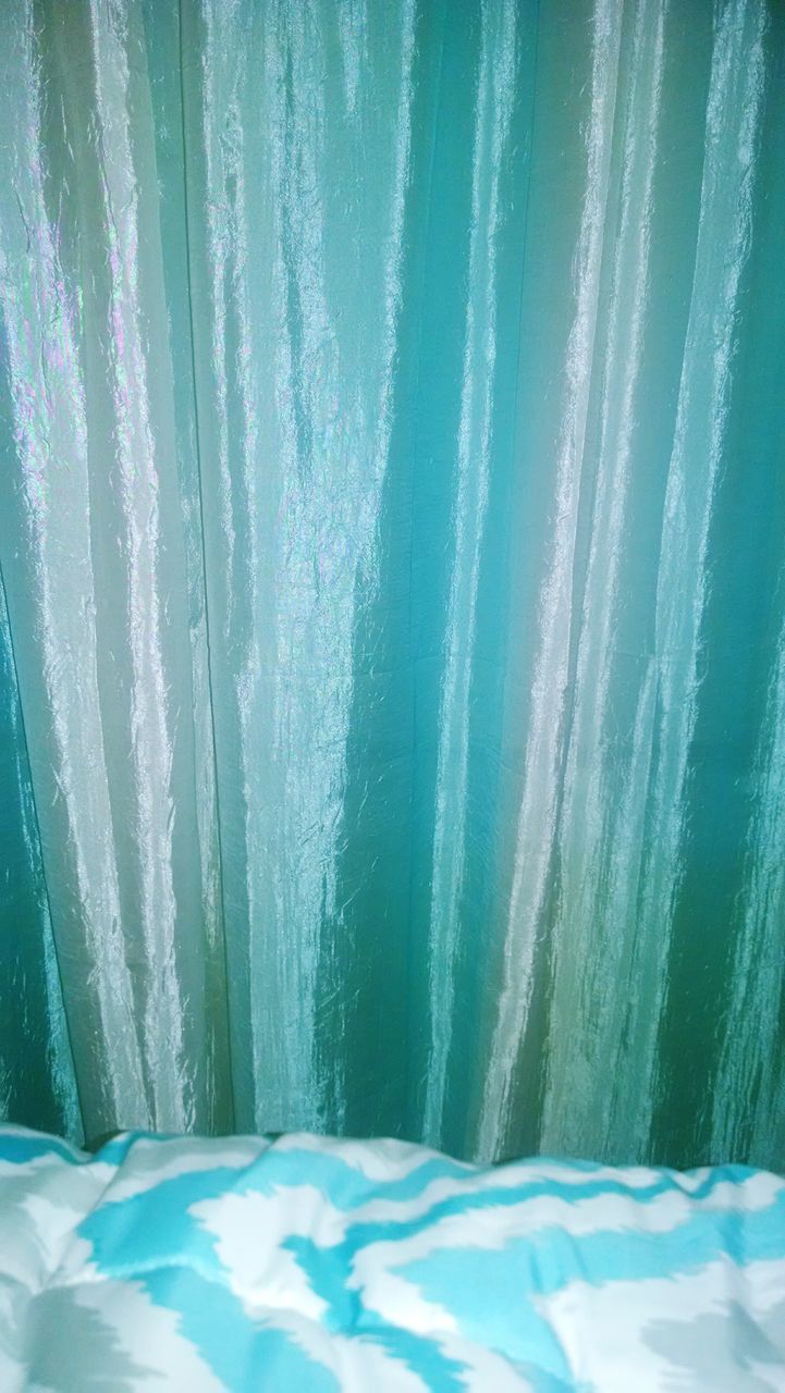 full frame, backgrounds, curtain, indoors, pattern, textile, blue, fabric, textured, sunlight, no people, nature, day, beauty in nature, design, window, tranquility, abstract, wall - building feature