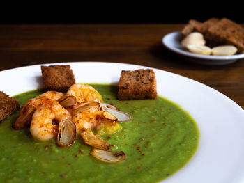 Close-up of meal served in plate