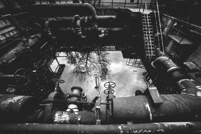 High angle view of machinery at industry