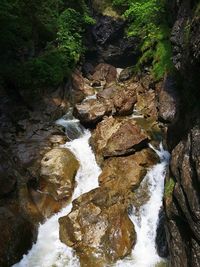 River flowing through rocks in forest