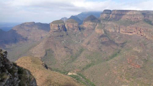 Panoramic view of landscape and mountains against sky
