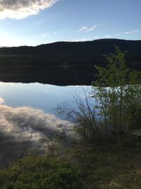 Scenic view of lake against sky