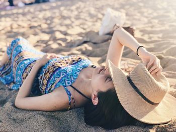 Woman relaxing at beach