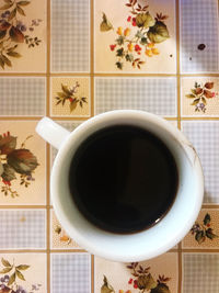 Directly above shot of coffee on table