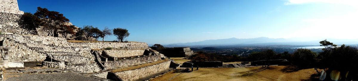 Building against blue sky and clouds