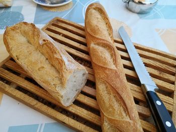 High angle view of breakfast on table