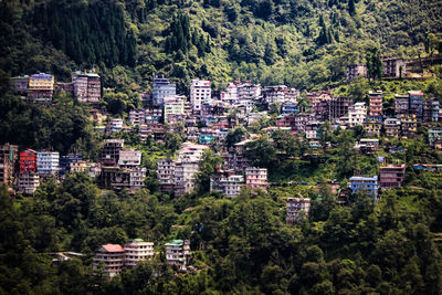 High angle view of buildings in city