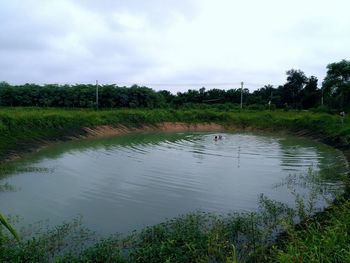 Scenic view of lake against sky