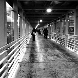 Illuminated corridor of building