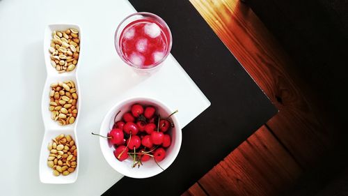 High angle view of food on table