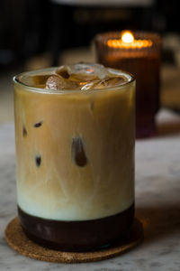 Close-up of dessert on table