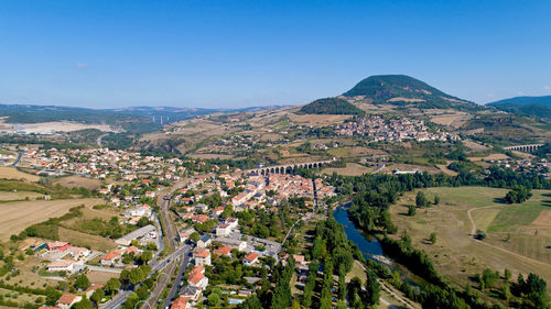 High angle view of townscape against sky