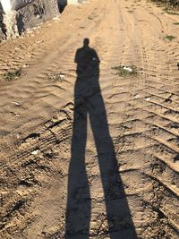 Shadow of man on sand