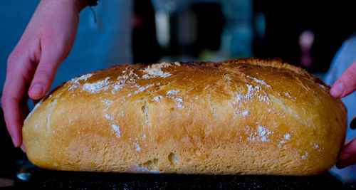 Close-up of person preparing food