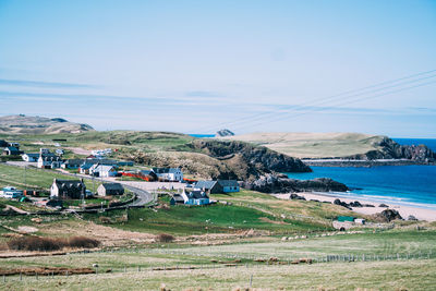 View of calm blue sea against sky