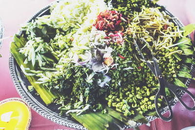 High angle view of vegetables in bowl