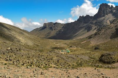Scenic rock formations in the panoramic mountain landscapes of mount kenya, kenya