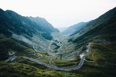 High angle view of mountain road against sky