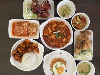 High angle view of food on table