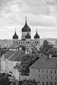 High angle view of cathedral against sky