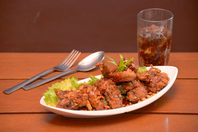 Food served on table