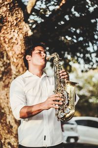 Young man playing guitar