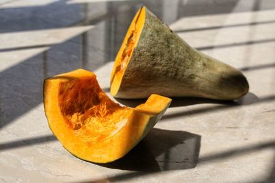 Close-up of orange on table