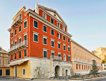 Low angle view of buildings against sky