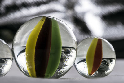 Close-up of green balls on table