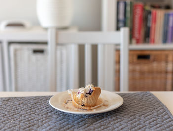 Close-up of dessert in plate on table