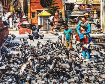 People on street in city