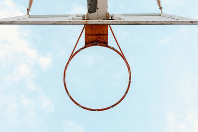 Low angle view of basketball hoop against sky