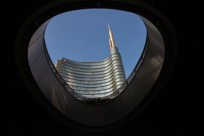 Low angle view of modern building against sky