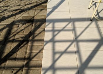 High angle view of shadow on wall