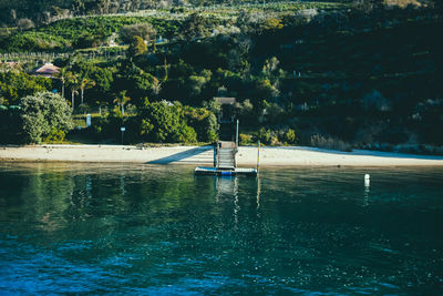 Scenic view of lake against trees