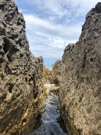 Scenic view of rock formations against sky