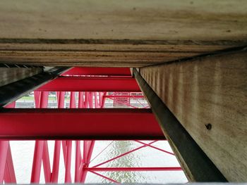 Low angle view of red staircase