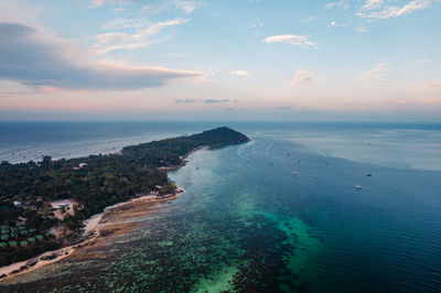 High angle view of sea against sky