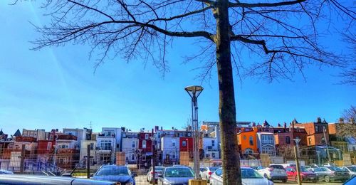 View of city against blue sky