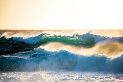 Panoramic view of sea against clear sky