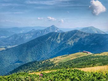 Scenic view of mountains against sky