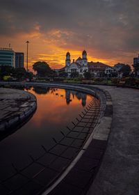 View of city at sunset