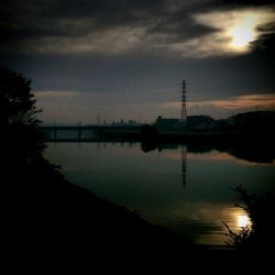 Scenic view of lake at sunset